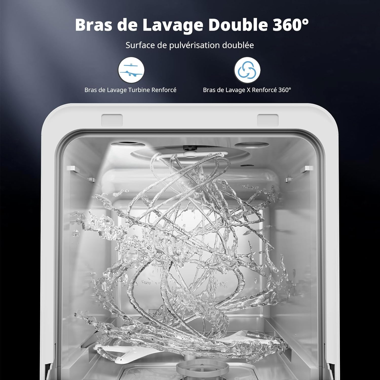 AIRMSEN - Mini Lave-vaisselle ultra-étroit 37x50cm - 4 couverts, 7+2 programmes, réservoir 5L, démarrage différé