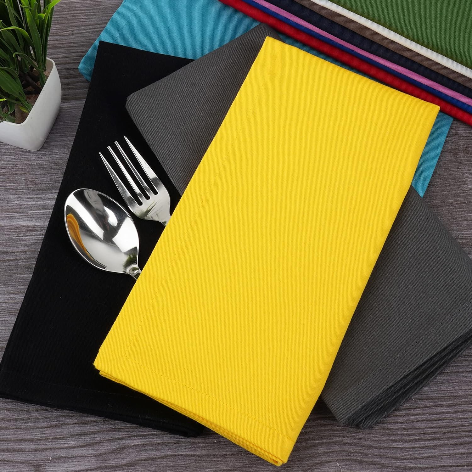 Sweet Needle - serviettes de table surdimensionnées 45x45cm, coton épais, lot de 12, coins arrondis