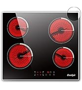 Cooksir Plaque Vitrocéramique 4 Feux avec Cadre, Table de Cuisson Vitroéramique 60CM Encastrable,...