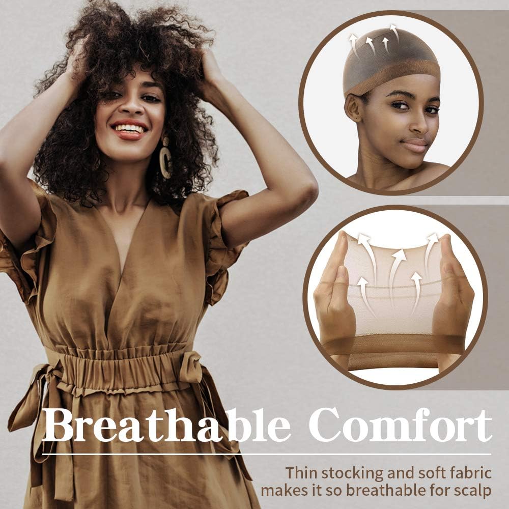 Dreamlover - bonnets de perruque femme - marron - filet à cheveux, lot de 12