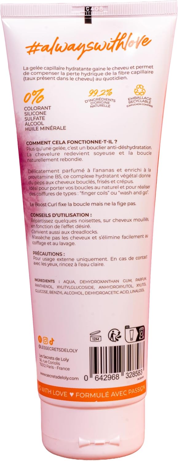 Les Secrets de Loly - Boost Curl - 250ml - Gelée coiffante hydratante, boucles définies, lot de 2