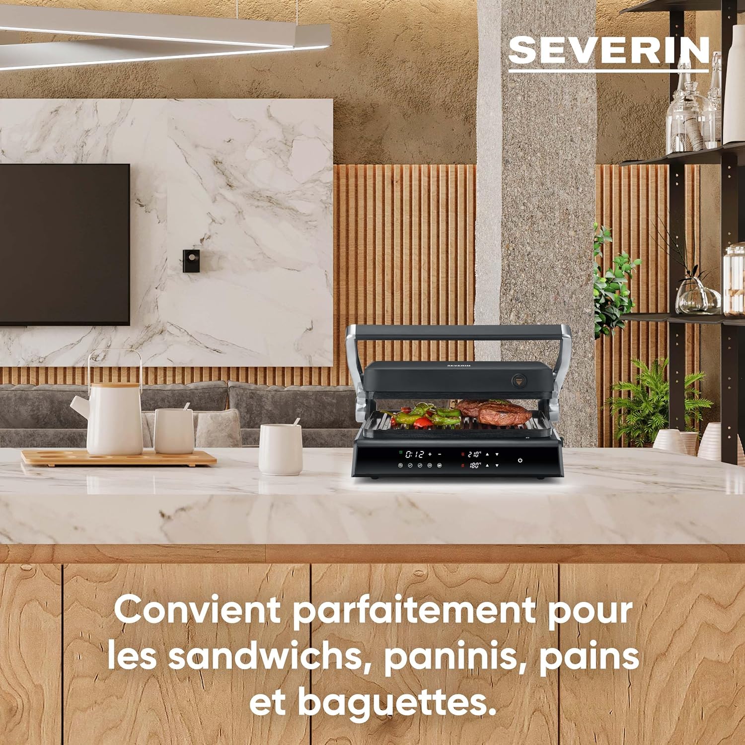SEVERIN - Comfort Multi-gril, 5 programmes, plaques céramique, noir/inox, KG 2399