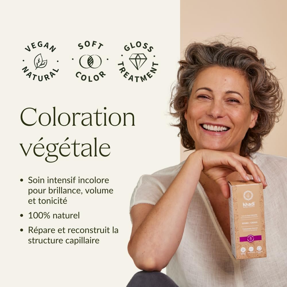 Khadi - Senna Cassia - 100 g - soin intensif incolore, brillance, volume