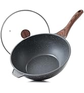 SENSARTE Poêle Wok 28 cm Antiadhésive avec Couvercle, Revêtement Granit Suisse ILAG Sans PFOA, Ma...