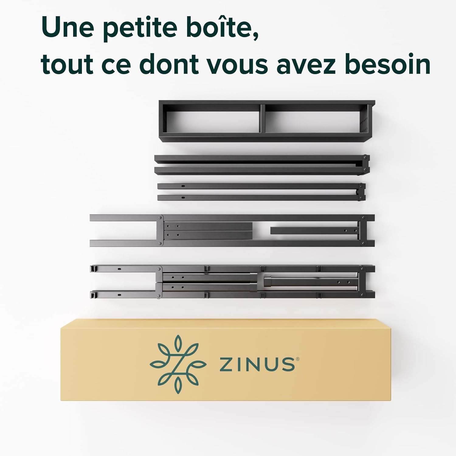 Zinus - Justin - 160x200 cm - cadre métal, rangement, 36 cm haut