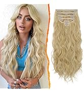 BARSDAR Clip in Extension de Cheveux, 6PCS Longue Ondulée Blond Extension de Cheveux Clip in 50CM...