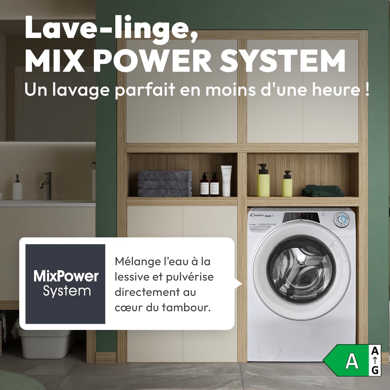 Candy - Série RO - 12kg, 1400trs/min, écran digital, 85x60x67cm - RO14126DWMST-S