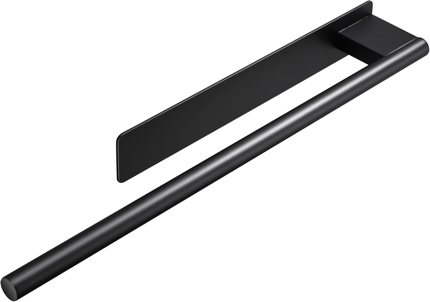 Porte-serviettes salle de bain - adhésif, inox noir, un bras, sans perçage