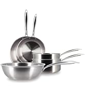 MENASTYL - Set 5 pièces triply wok casserole poele en acier inoxydable induction - 6014204