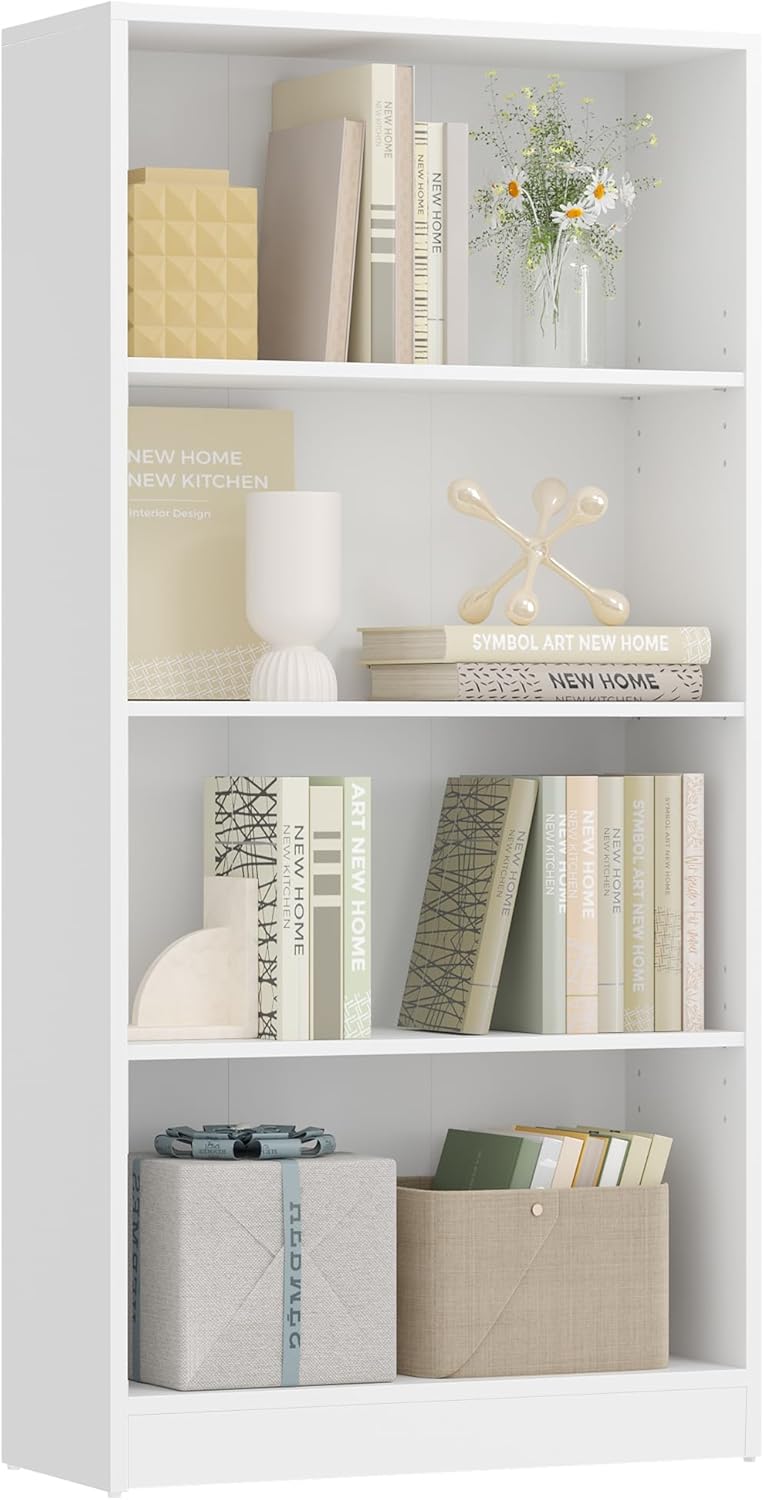 VASAGLE - étagère bibliothèque 4 niveaux - 24x60x121,5cm - rangement ouvert design blanc LBC107T14