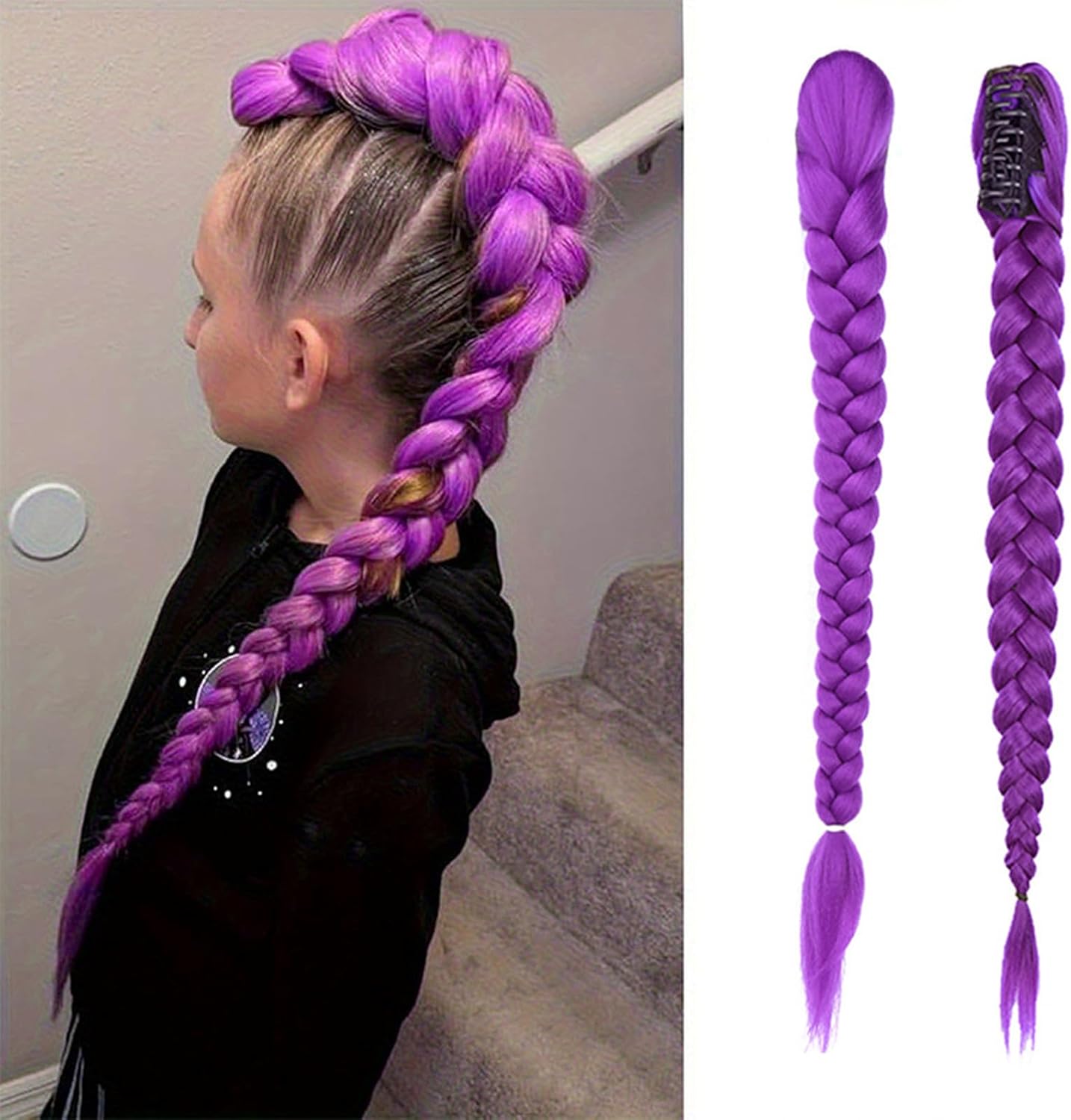 Rajout cheveux tressés - Violet Yaki - longueur variable - fibre synthétique basse température, style africain