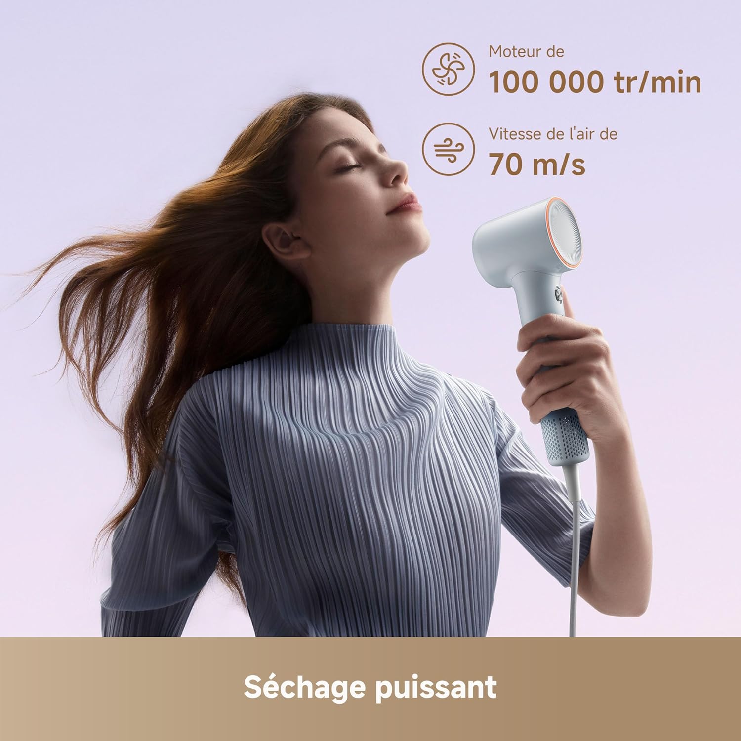 DREAME - Mini Flow - 270g - séchage rapide, moteur 100 000RPM, ions, 5 modes