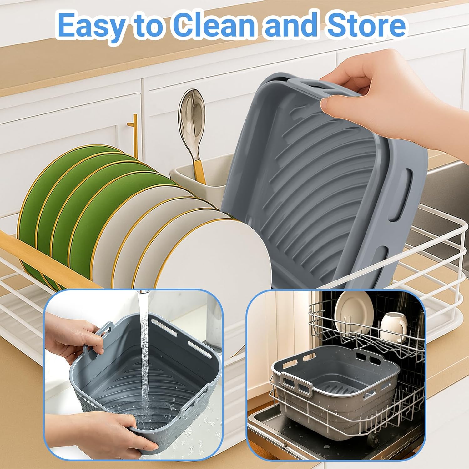 Alyvisun - moule silicone airfryer set 3pcs - carré, inclus pinceau