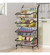 COVAODQ Chariot de rangement en treillis métallique avec roues verrouillables Chariot utilitaire ...