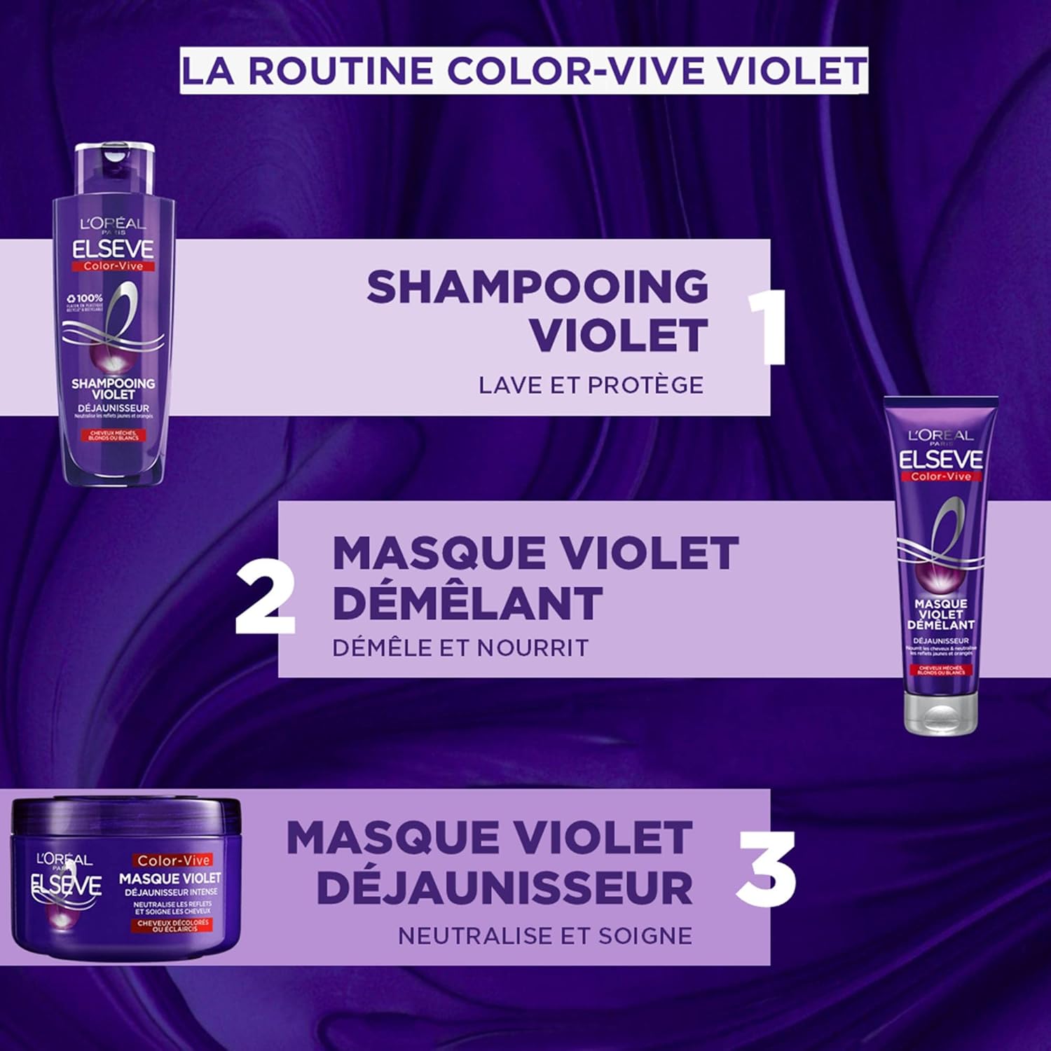 L'Oréal Paris - Elseve Color-Vive - 3x200ml - shampoing violet anti-reflets jaunes