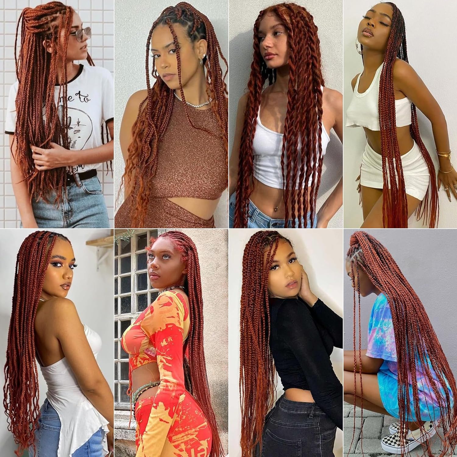 Rajout Cheveux Tressés pré-étiré 30 pouces, couleur 350#, synthétique Kanekalon, 6 paquets – 350#