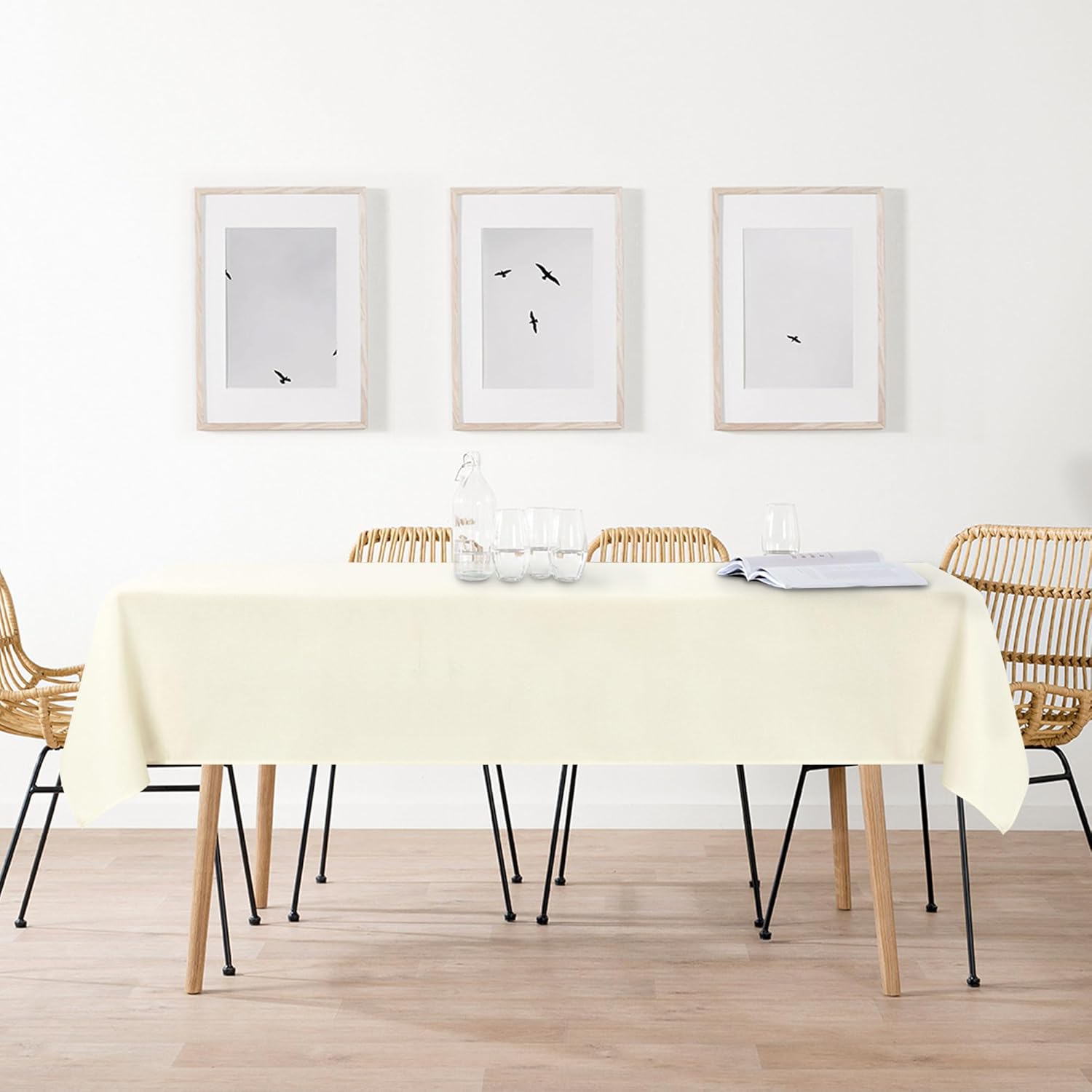 DWCN - Nappe effet lin 110x140cm - anti-tache, lavable, imperméable