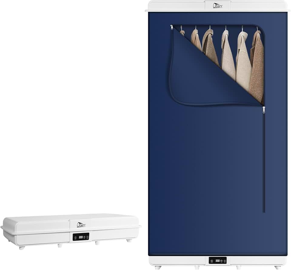 Sèche-linge électrique portable, 1500W, amovible, minuterie, compact