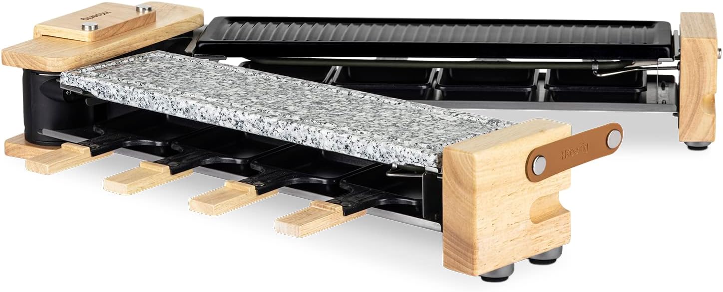 H.Koenig - raclette/fondue 8 pers - granit/bois - socle 180°, WOD360