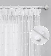 MYSKY HOME Rideaux avec galon fronceur Blanc Court Voile Rideaux Chambre d'enfants Moderne pour Gard...