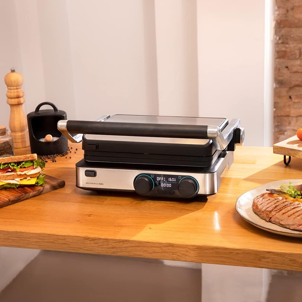 Cecotec - Rock'nGrill Dual - plaques amovibles - contrôle température - 2000W - ouverture 180°