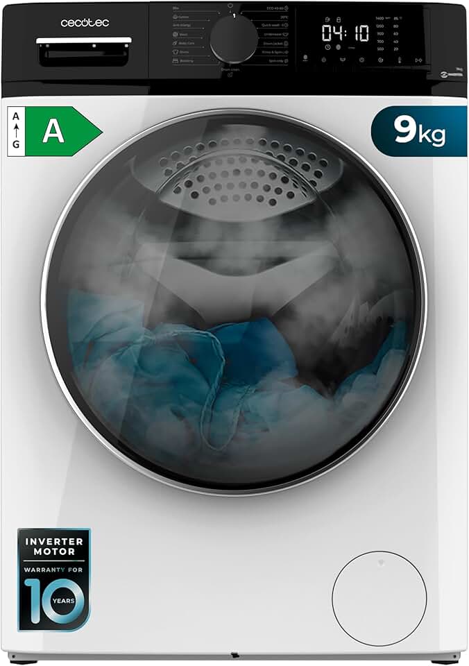 Cecotec - Bolero Dresscode 9610 Inverter - 2000W, 1400 tr/min, 15 programmes, vapeur, optimisation lavage - 9610 Inverte