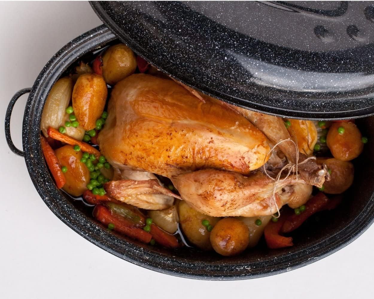 GRANITEWARE - Cocotte Roaster émaillée - format moyen - grille inox, livre recettes