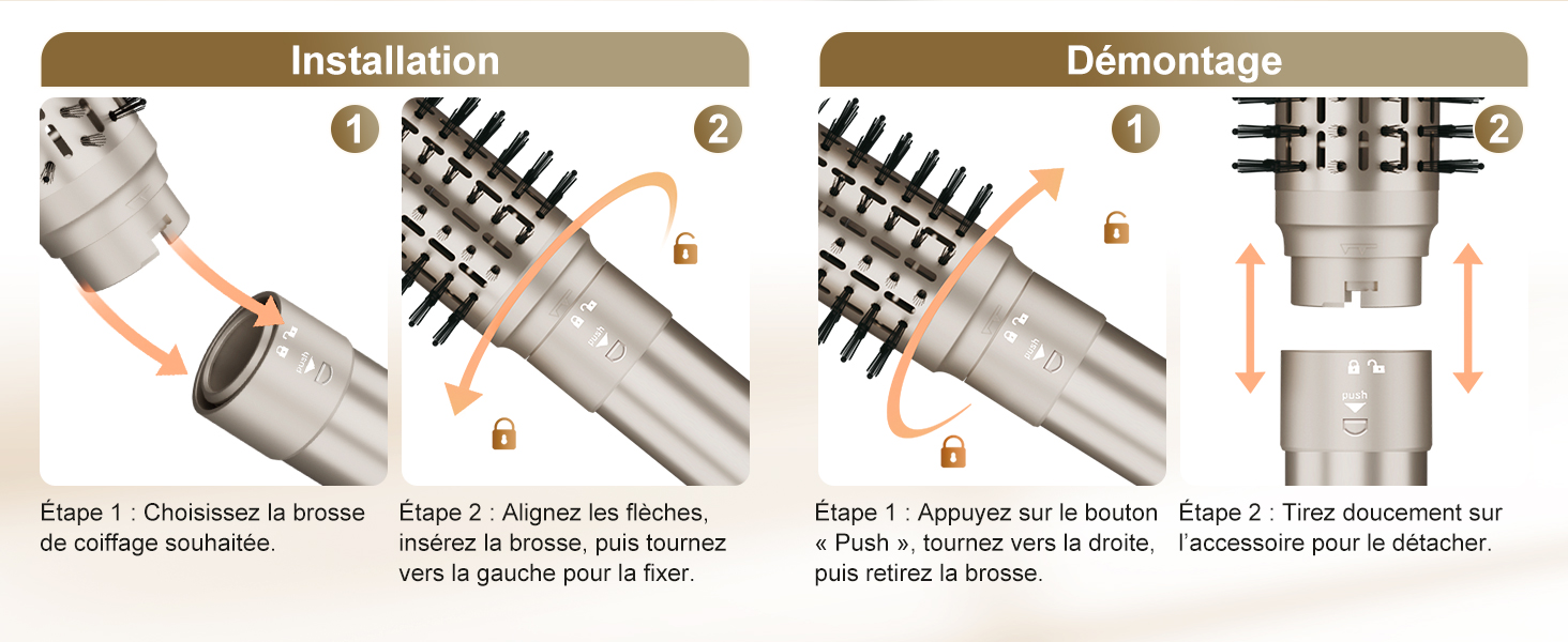 Guide d'installation contenant des instructions étape par étape avec des schémas techniques illustrant la séquence d'assemblage du produit.