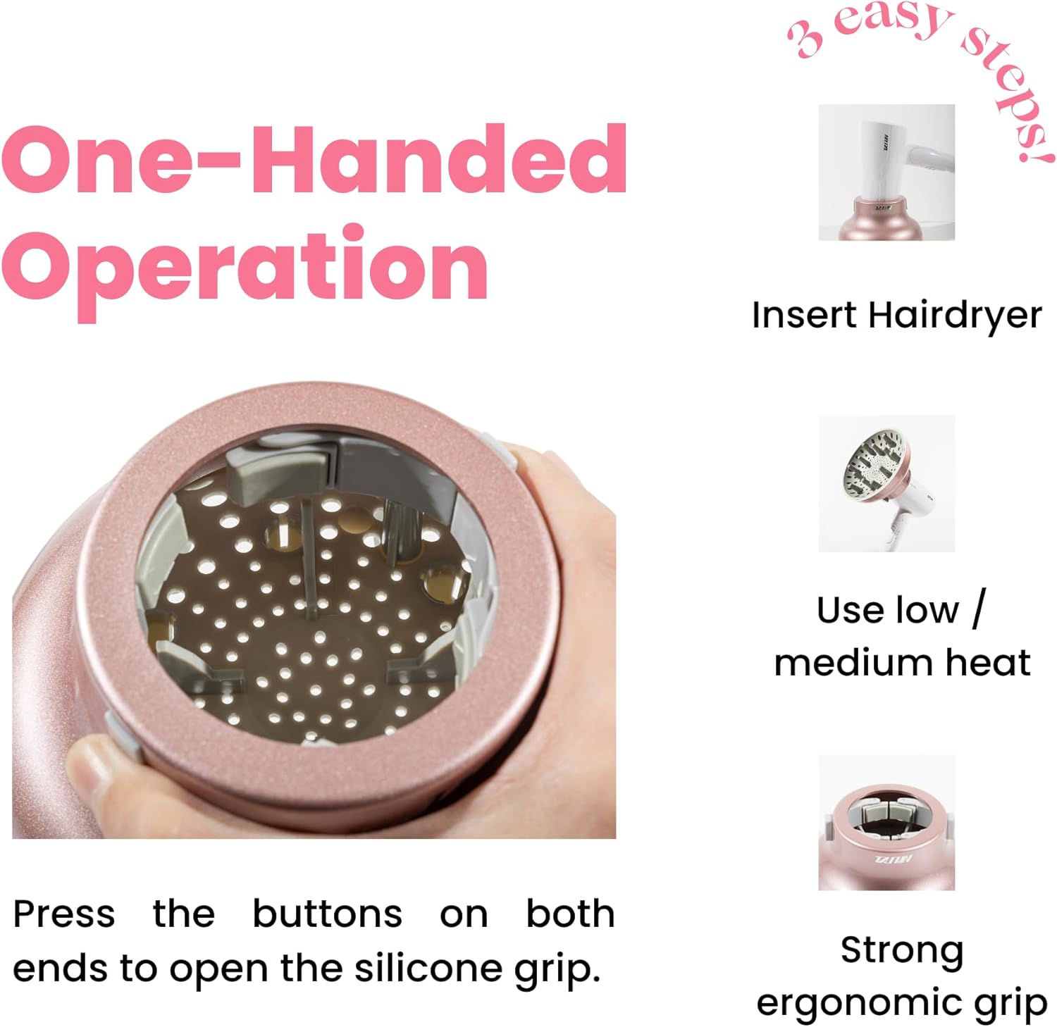 Diffuseur universel cheveux bouclés, 4.4-6.6 cm, robuste, anti-frisottis