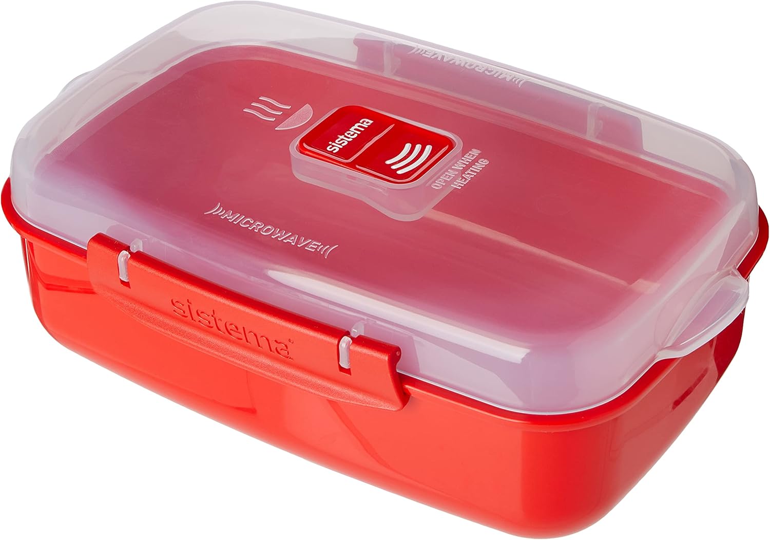 Sistema - récipient micro-ondes rectangulaire - 1,25L - sans BPA, rouge/transparant