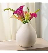 Vase Céramique Décoratif Blanc - Design Moderne Imperméable - Textures Sable - pour Décoration de...