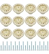 12 Pièces Boutons de Tiroir Ronds, Poignée Cuisine avec 2 Vis de Taille pour Meubles, Armoire, Co...