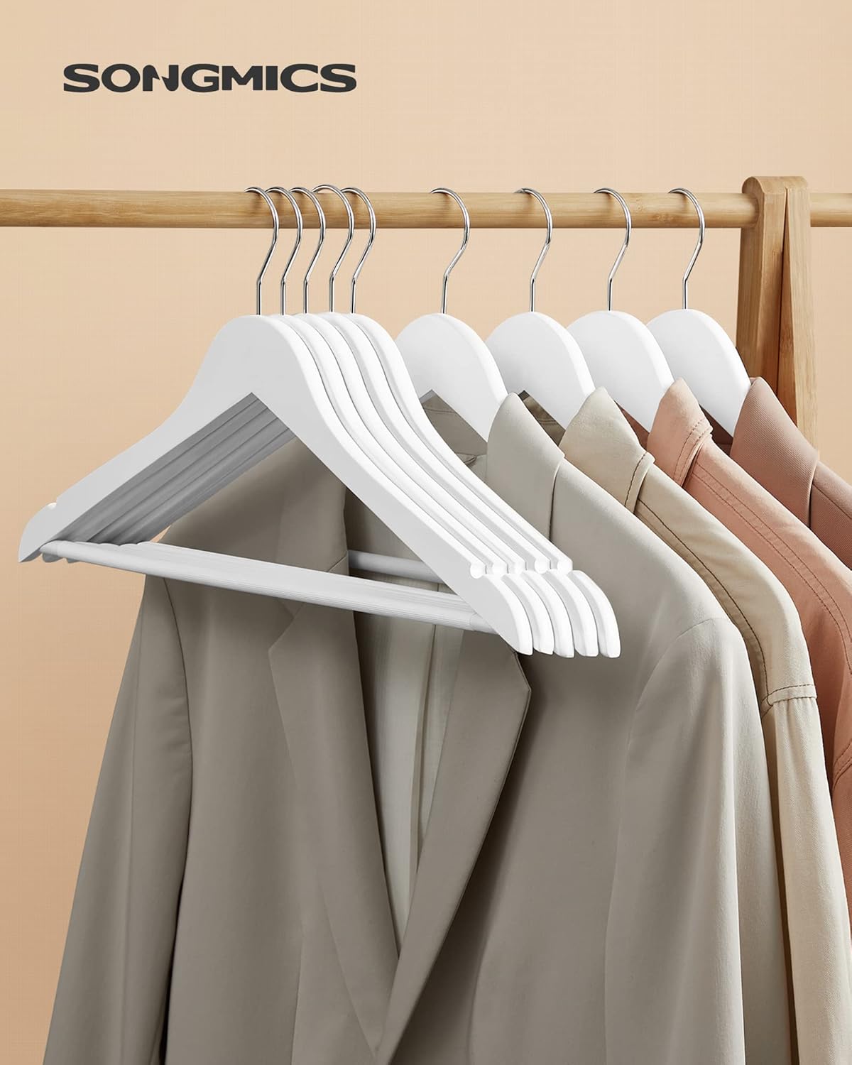 SONGMICS - cintres bois, lot de 20, antiglisse, pivotant 360°, CRW03W-20