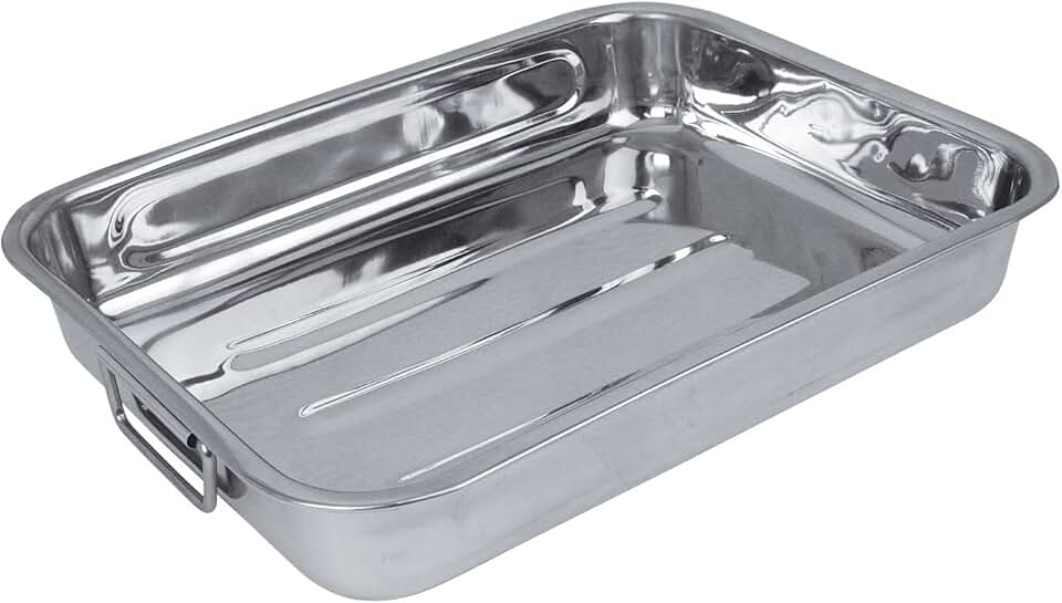 Crealys - Plat à Four inox - 32x24cm - cuisson au four, 500535