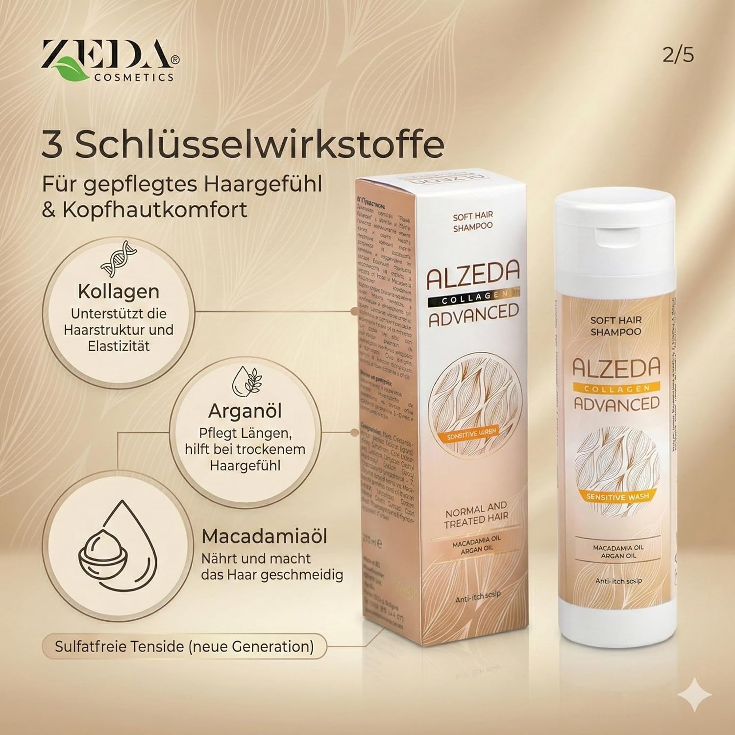 ADVANCED - Trio Réparation & Brillance - 250ml+250ml+60ml - Sans sulfate, argan & macadamia, pour cheveux secs
