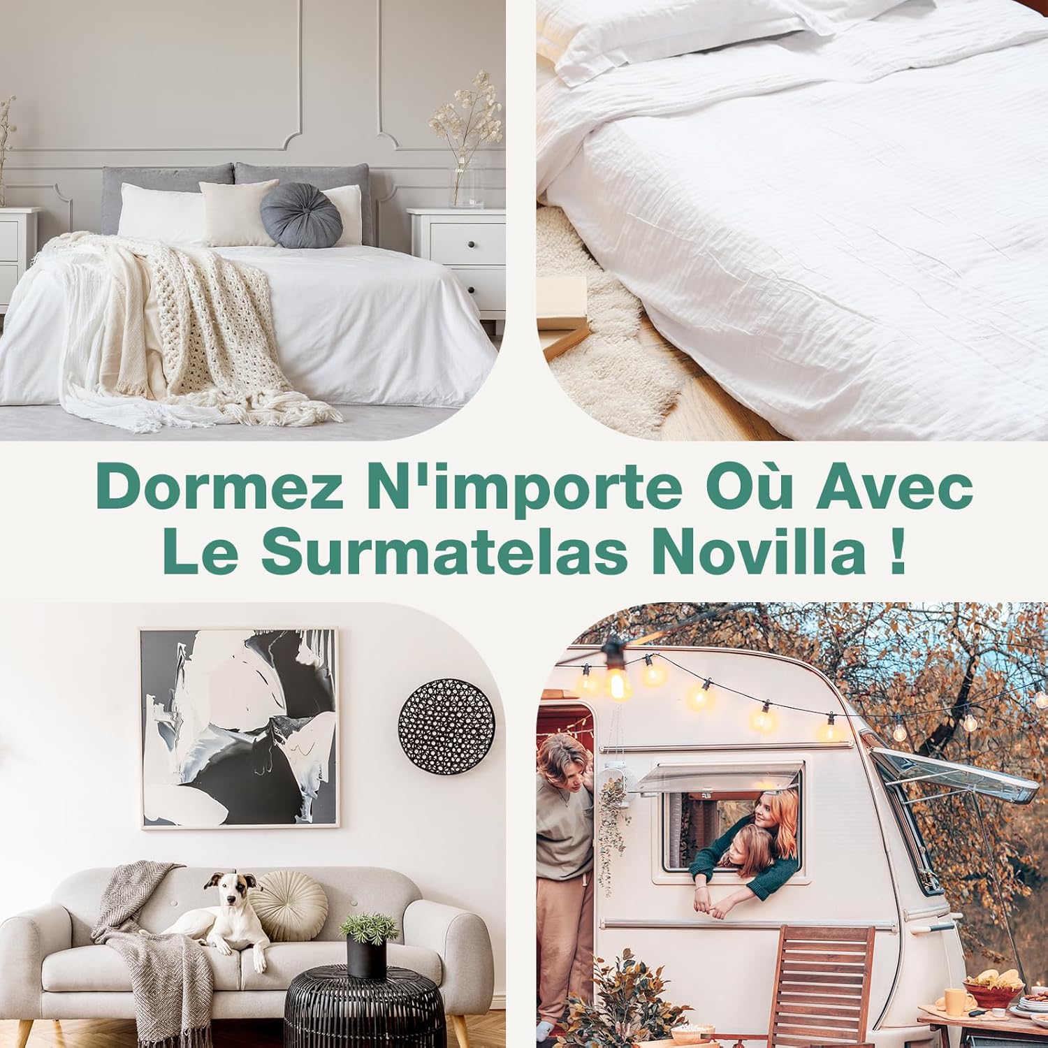 Novilla - surmatelas gel mémoire de forme - 80x200 cm - 7,5 cm épaisseur, déhoussable, antidérapant