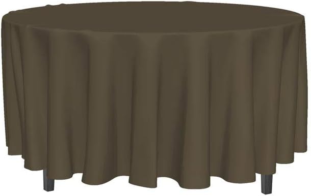 Soleil d'Ocre - Alix nappe ronde 180 cm - polyester, anti-tâches, moka