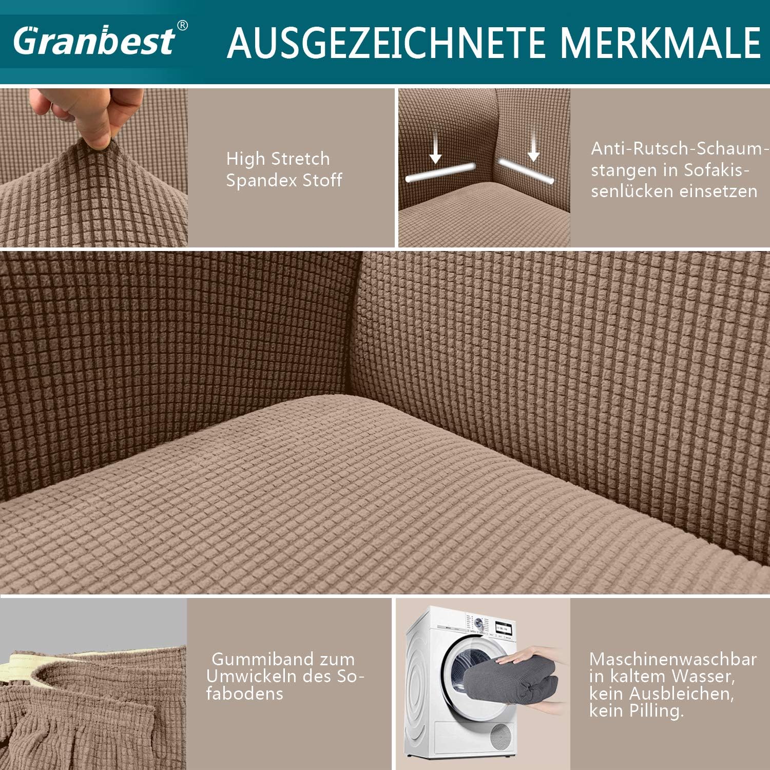 Granbest - housse canapé moderne 2 places - tissu jacquard, protection animaux