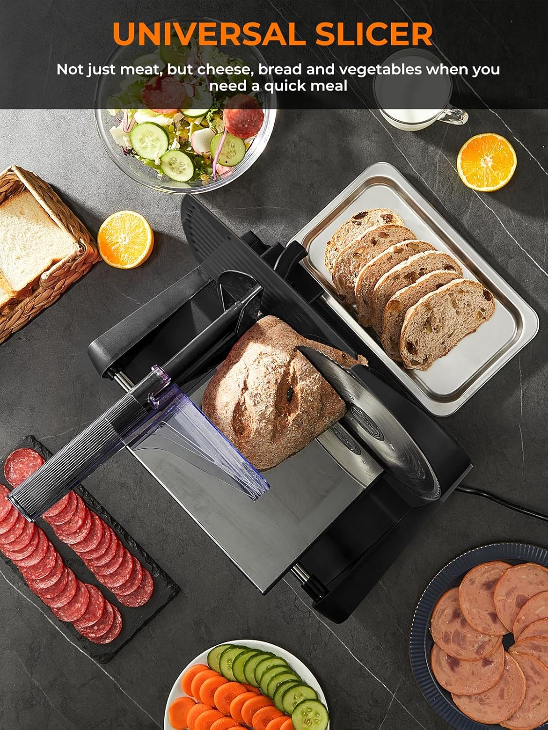 Trancheuse électrique - 250W, 3 lames, épaisseur 0-15mm, sécurité