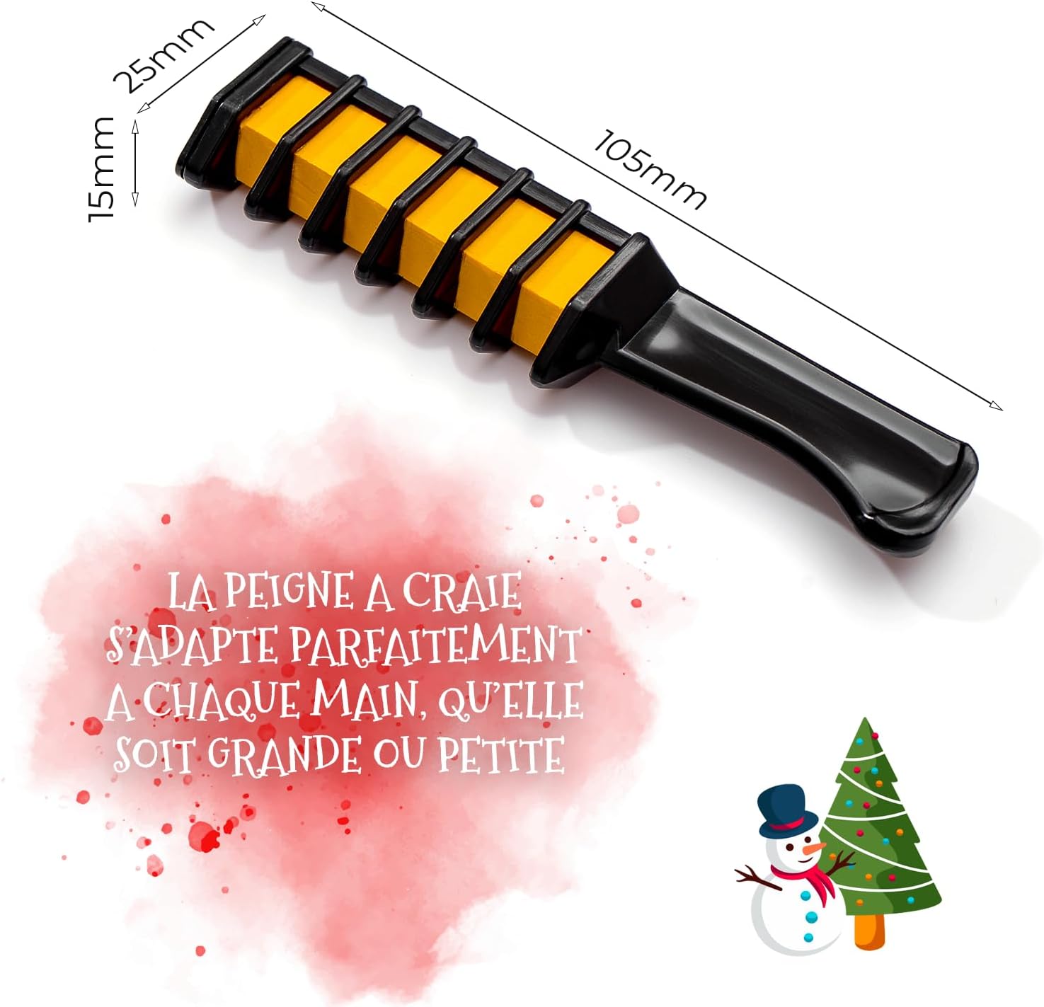 Magicat - Peigne à craie cheveux 10 couleurs, lavable, 5 élastiques