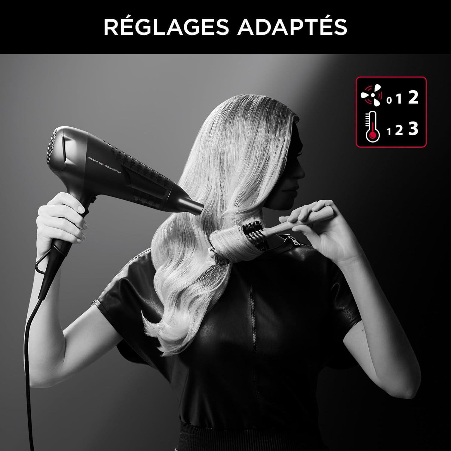 Rowenta - Studio Dry Karl Lagerfeld - sèche-cheveux compact - 6 vitesses/températures, technologie Effiwatts - CV581LF0