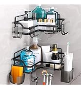 Dvocel Étagère de douche sans perçage Noir Étagère de douche en acier inoxydable Étagère murale de salle de bain