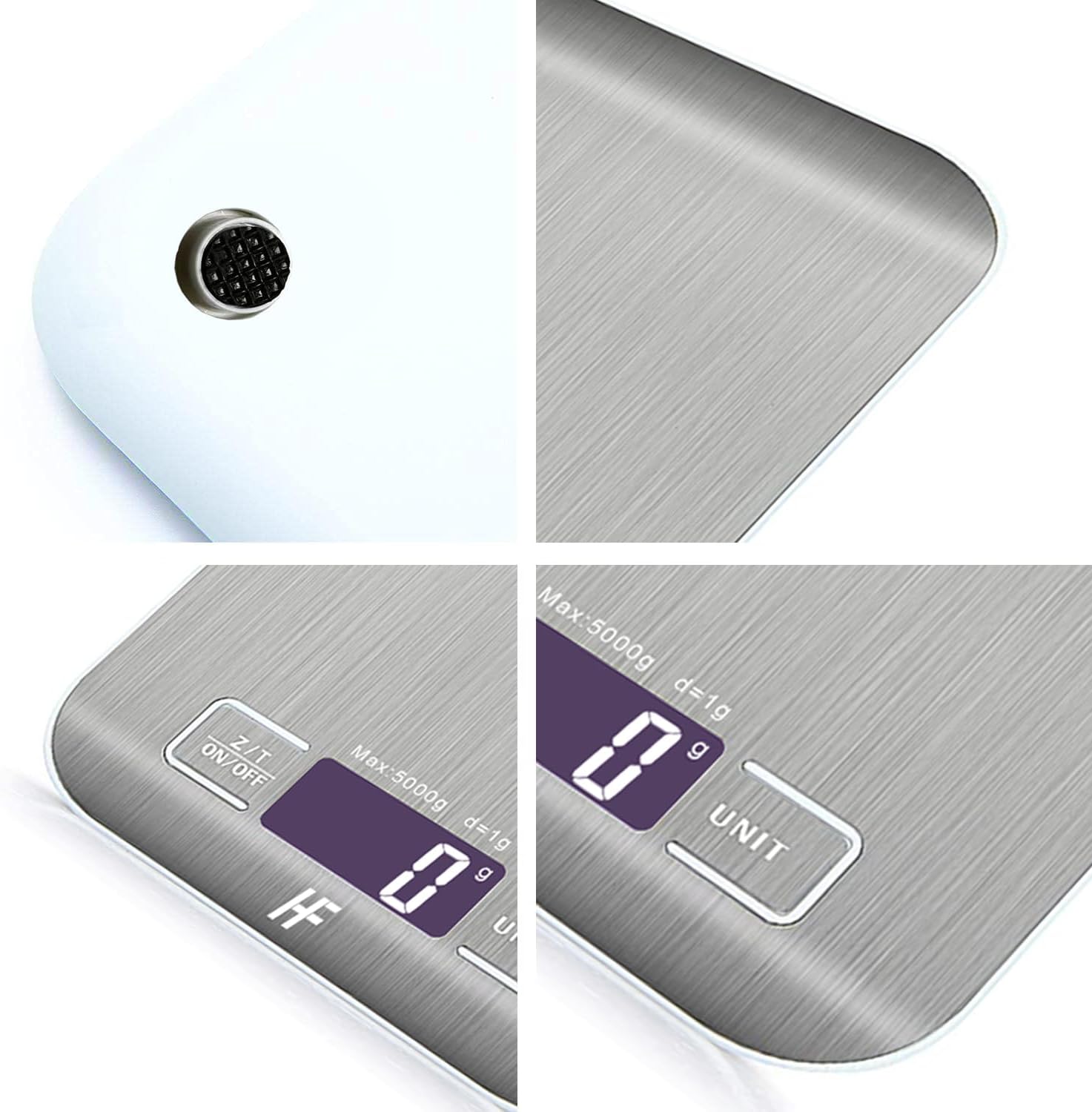 HomeFashion - Balance cuisine acier inox - 5000g/1g - écran LCD, tare