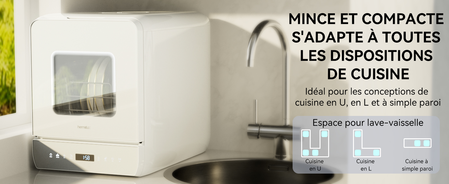 avec fenêtre d'affichage et texte en français, montrant le schéma d'installation du comptoir de cuisine