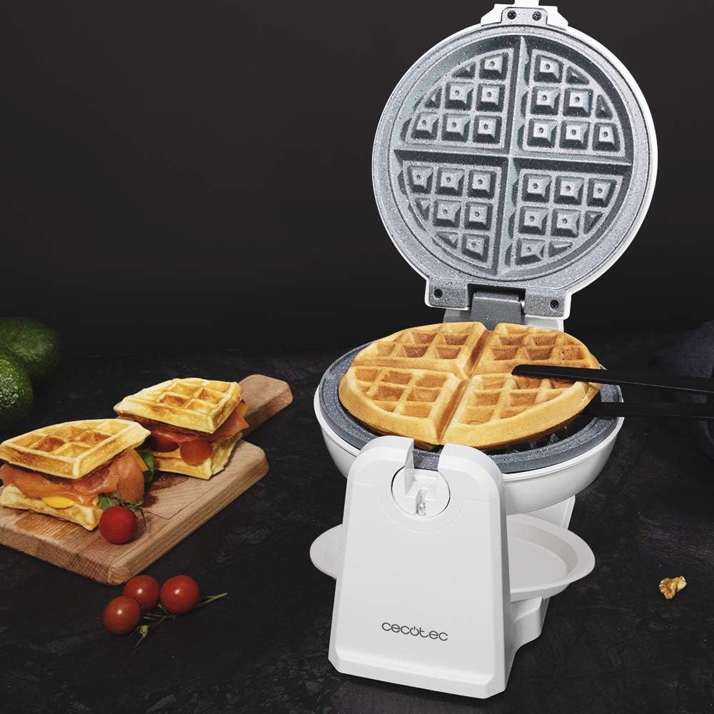 Cecotec - Gaufrier Fun Gofrestone - design circulaire, rotation 180°, 1000W