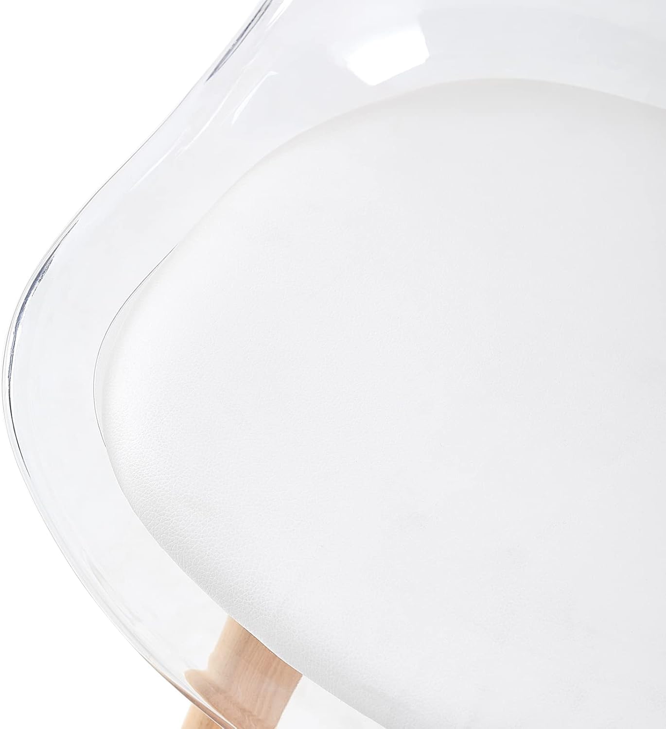 EGGREE - Lot de 4 chaises scandinaves bois hêtre, coussins cuir blanc, dossier transparent, testées SGS