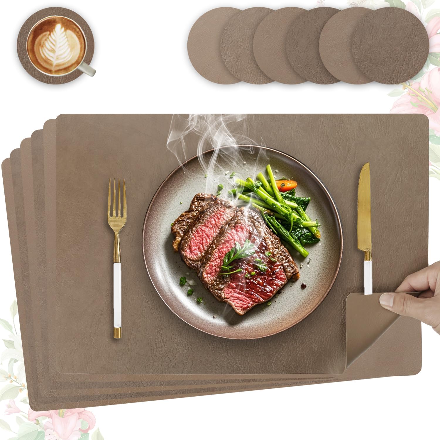 Sets de table - cuir PU double face - 43x30cm - lavables et antidérapants