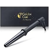 Golden Curl noir avec poignée ergonomique, présenté dans un emballage de marque avec logo doré sur fond foncé.