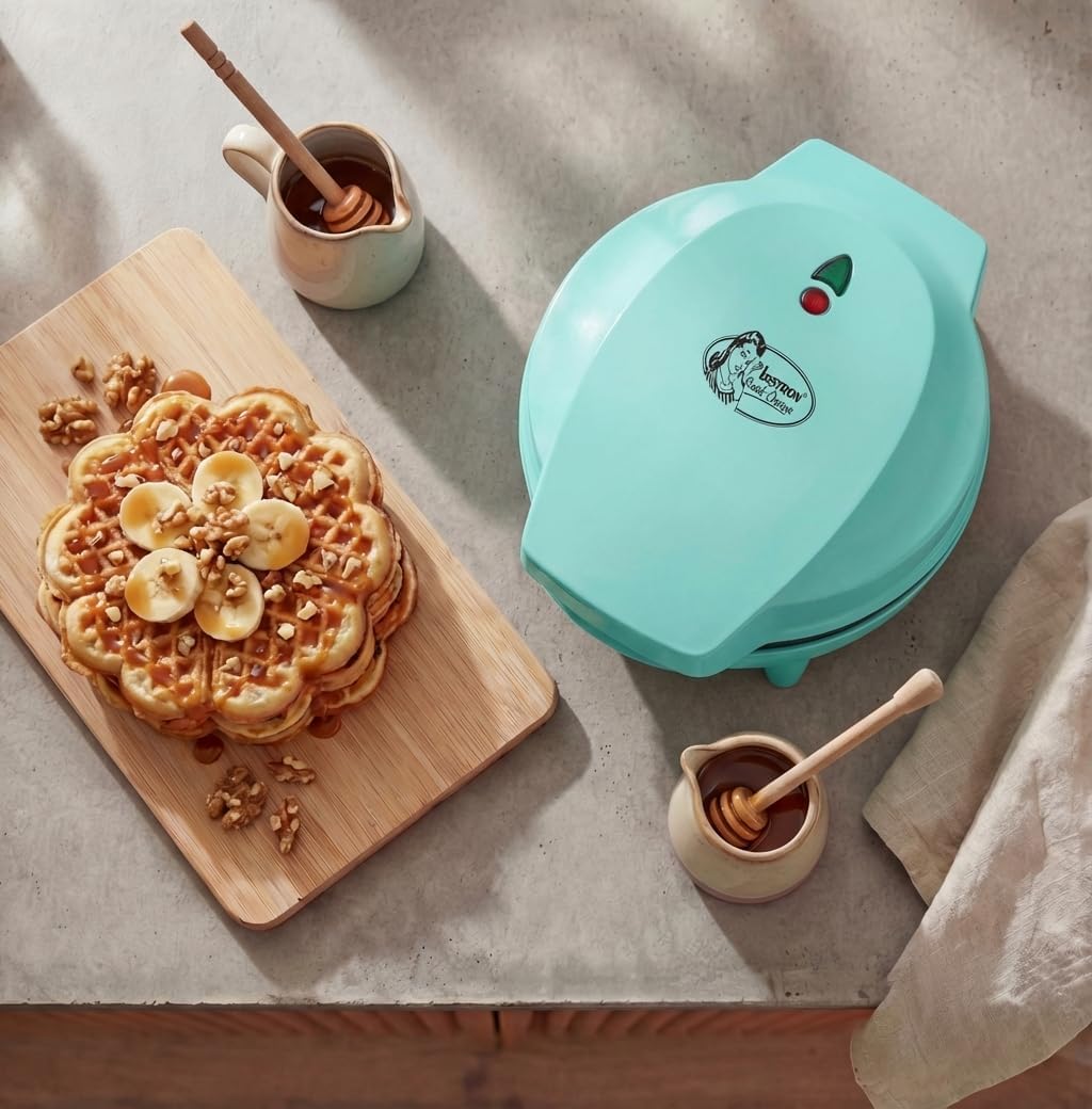 Bestron - gaufrier rétro, cœur, 700W, antiadhésif, menthe, verts
