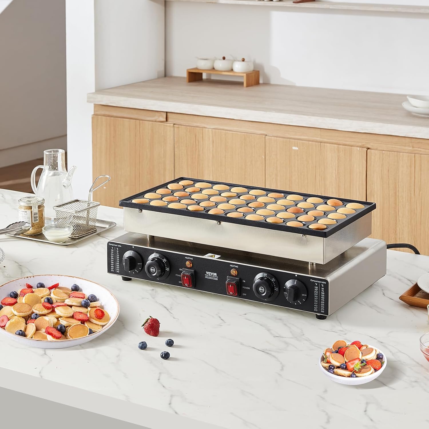 VEVOR - crêpière 50pcs - 43 mm - inox, 1700W, temp. réglable